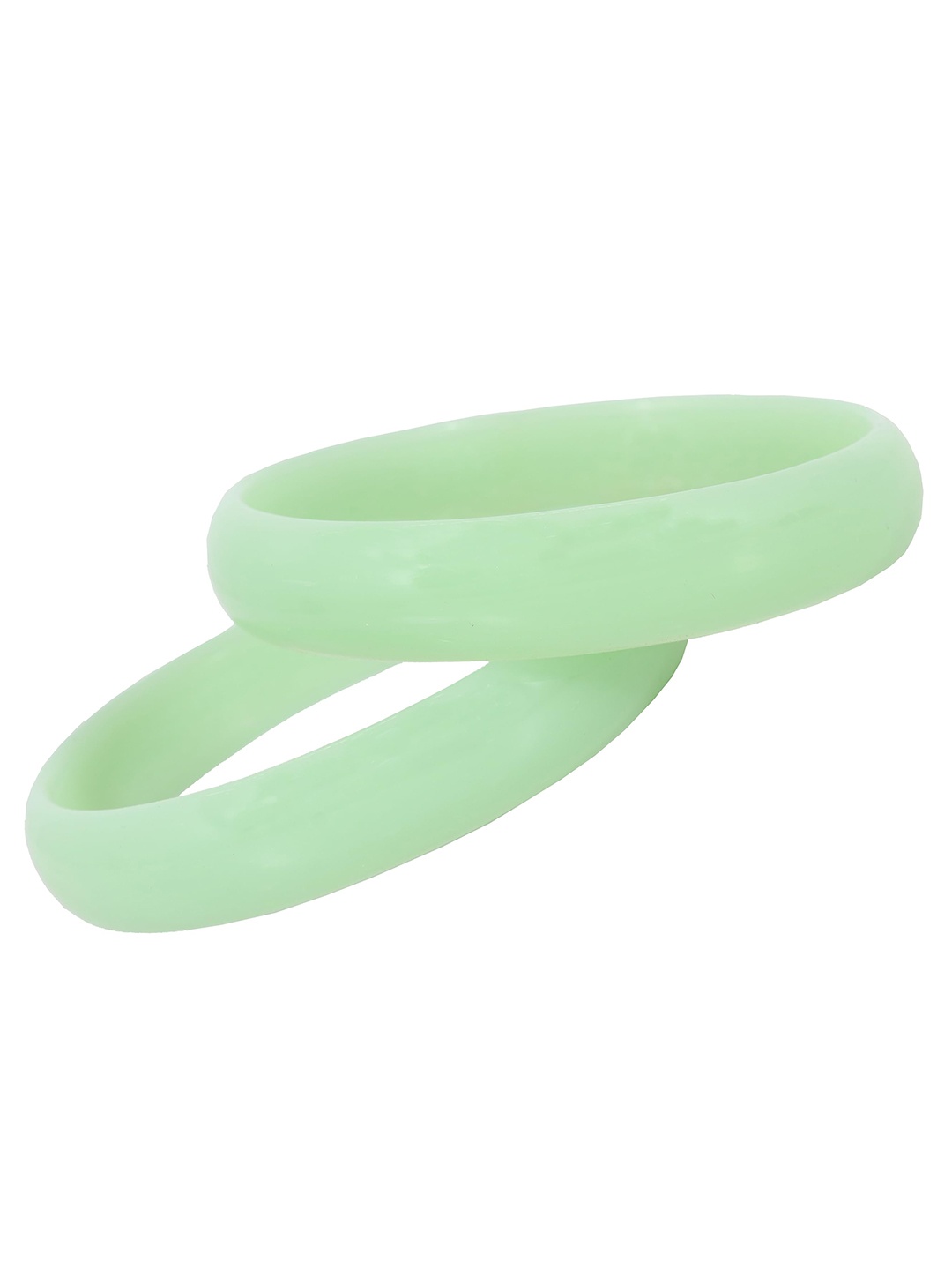 

ZULKA Set of 2 Plain Kada Fancy Glass Bangles, Lime green