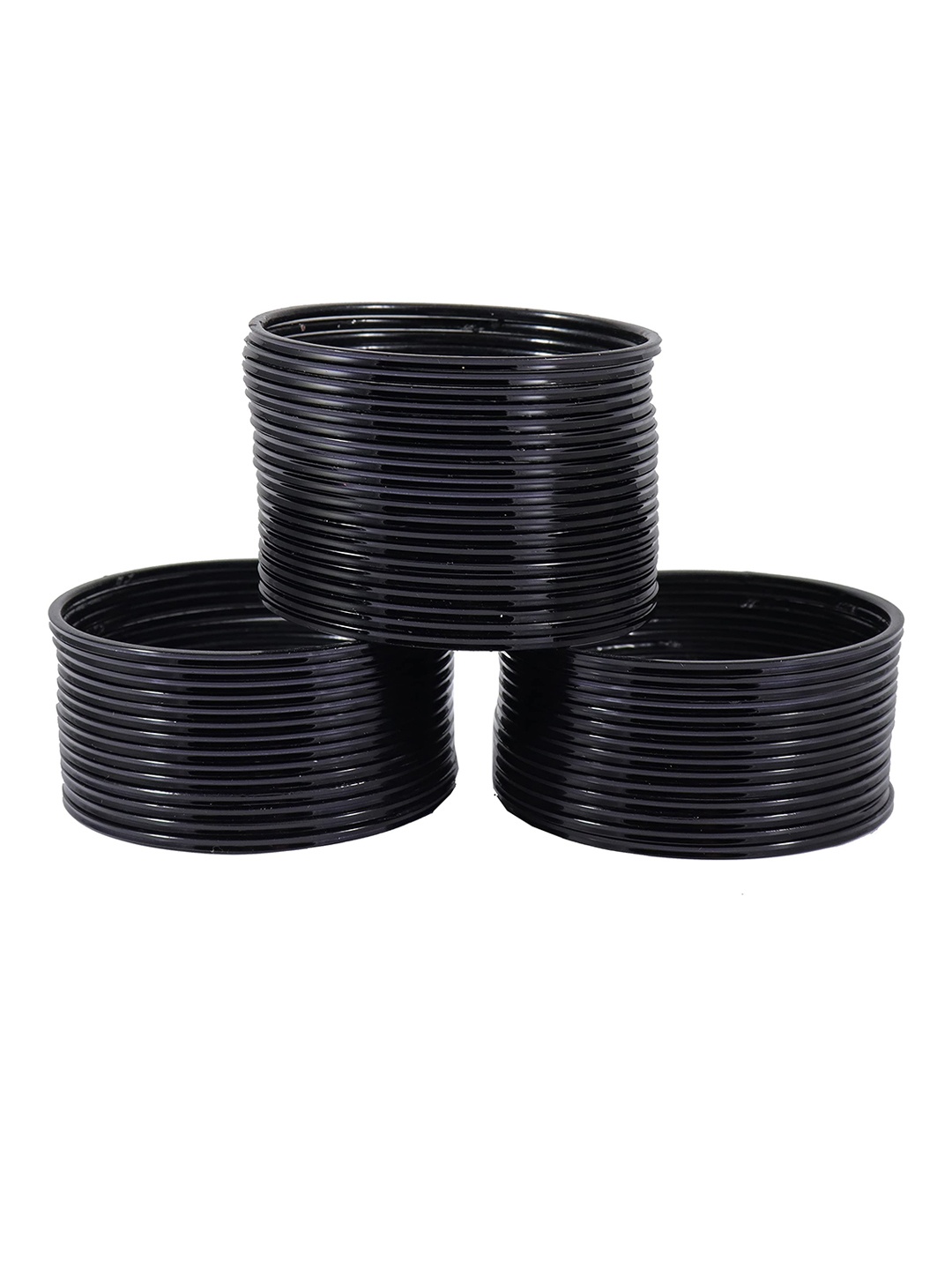 

ZULKA Set of 48 Simple Plain Glossy Finish Bangles, Black