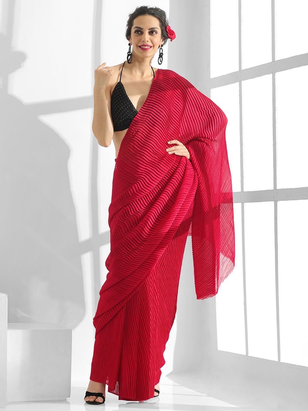 

Mitera Pure Georgette Saree, Maroon