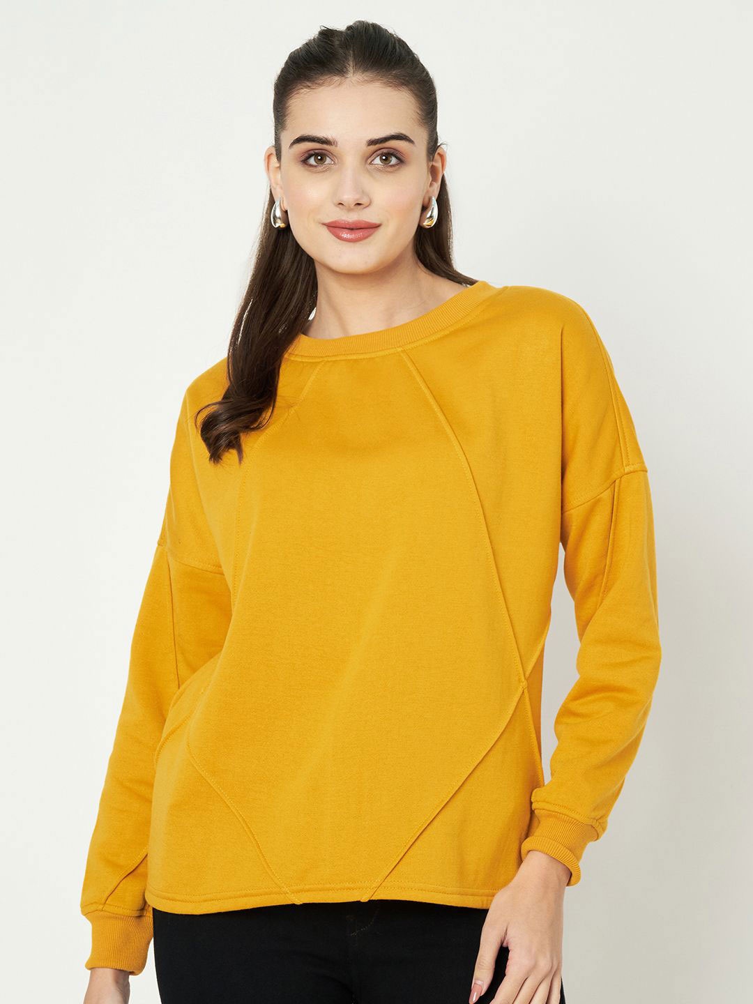 

BRINNS Women Round Neck Sweatshirt, Mustard