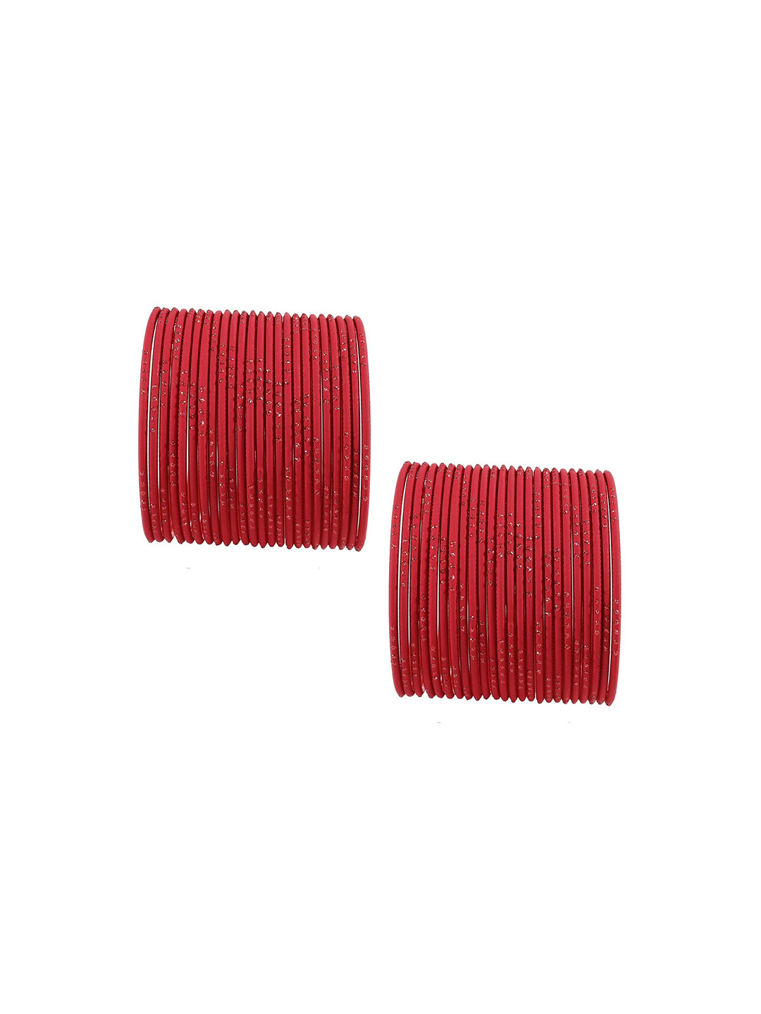 

ZULKA Set of 48 Metal Glitter Polka Dots Bangles, Red