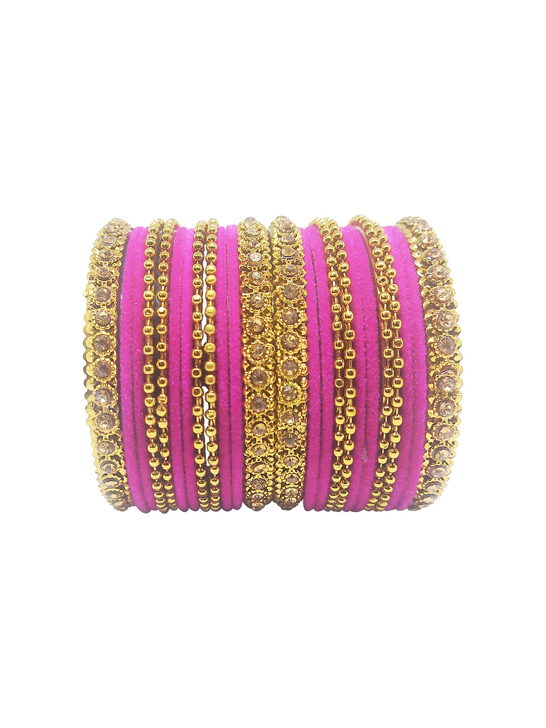 

CHRISHAN Set Of 24 Stones-Studded Bangles, Gold