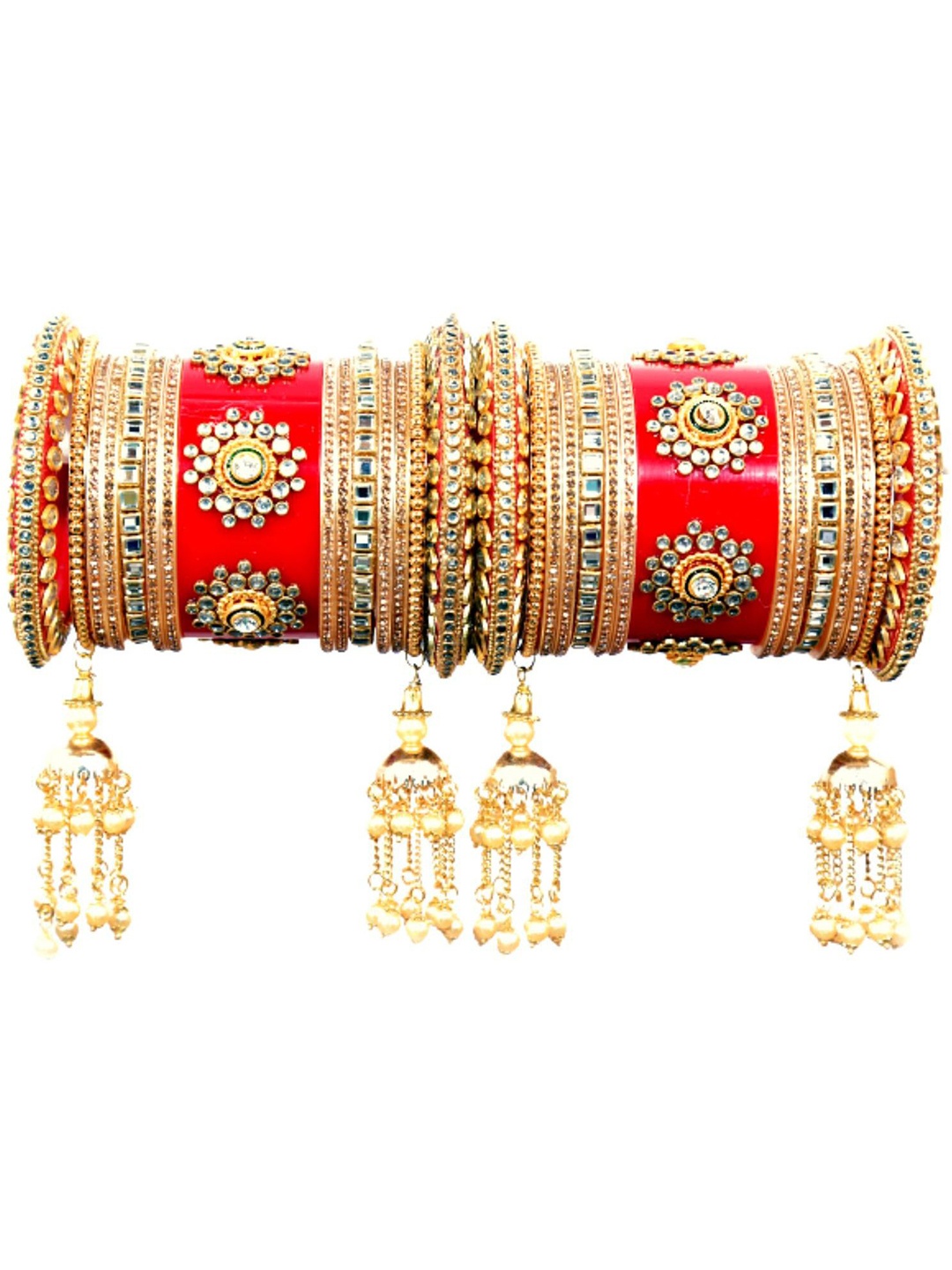 

Align Set Of 2 Gold-Plated Stones-Studded Chuda Bangles