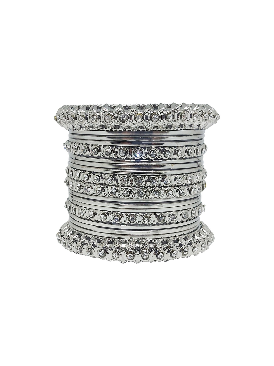 

CHRISHAN Set Of 18 Stone-Studded Bangles, Silver