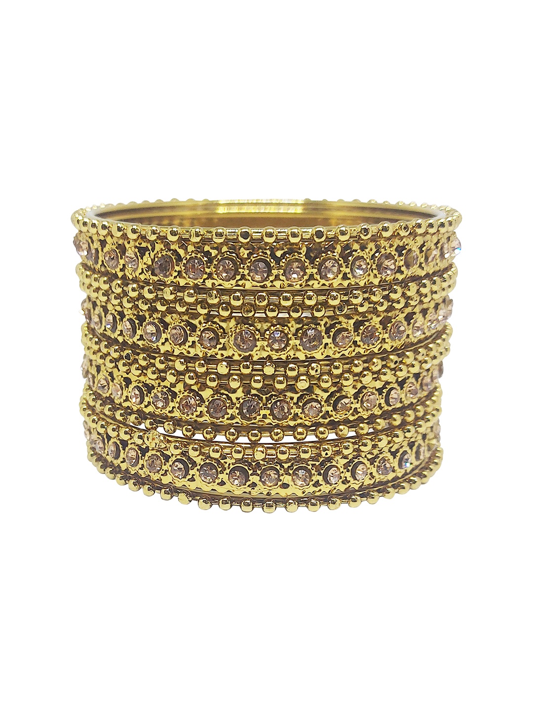 

CHRISHAN Set Of 12 Stone-Studded Bangles, Gold