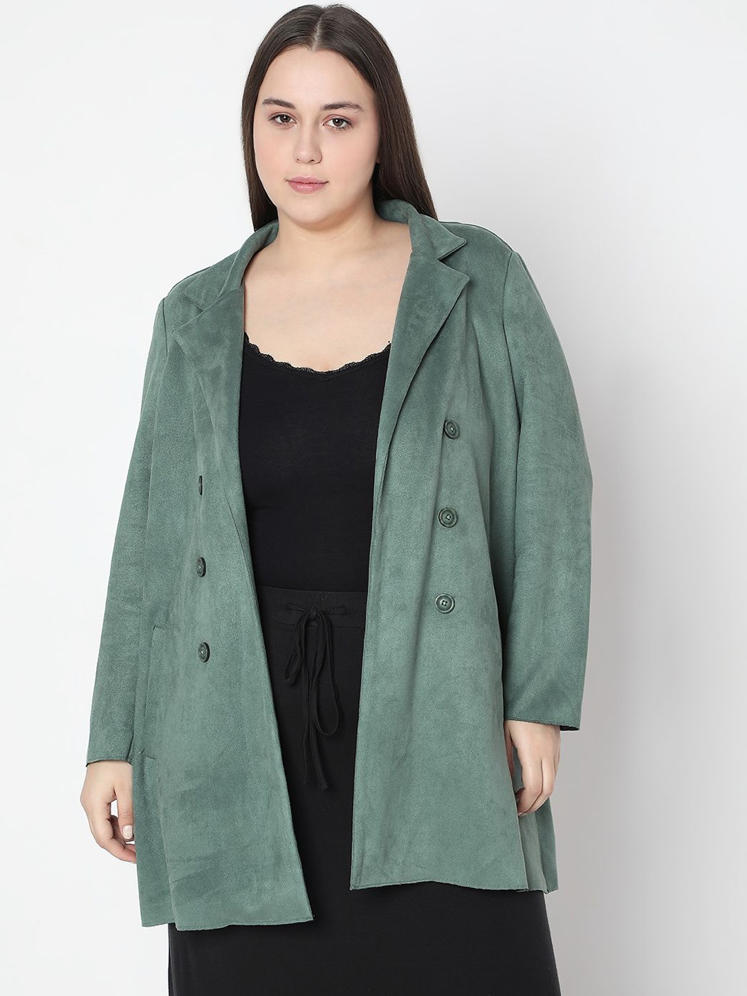 

VERO MODA CURVE Women Lightweight Open Front Jacket, Green