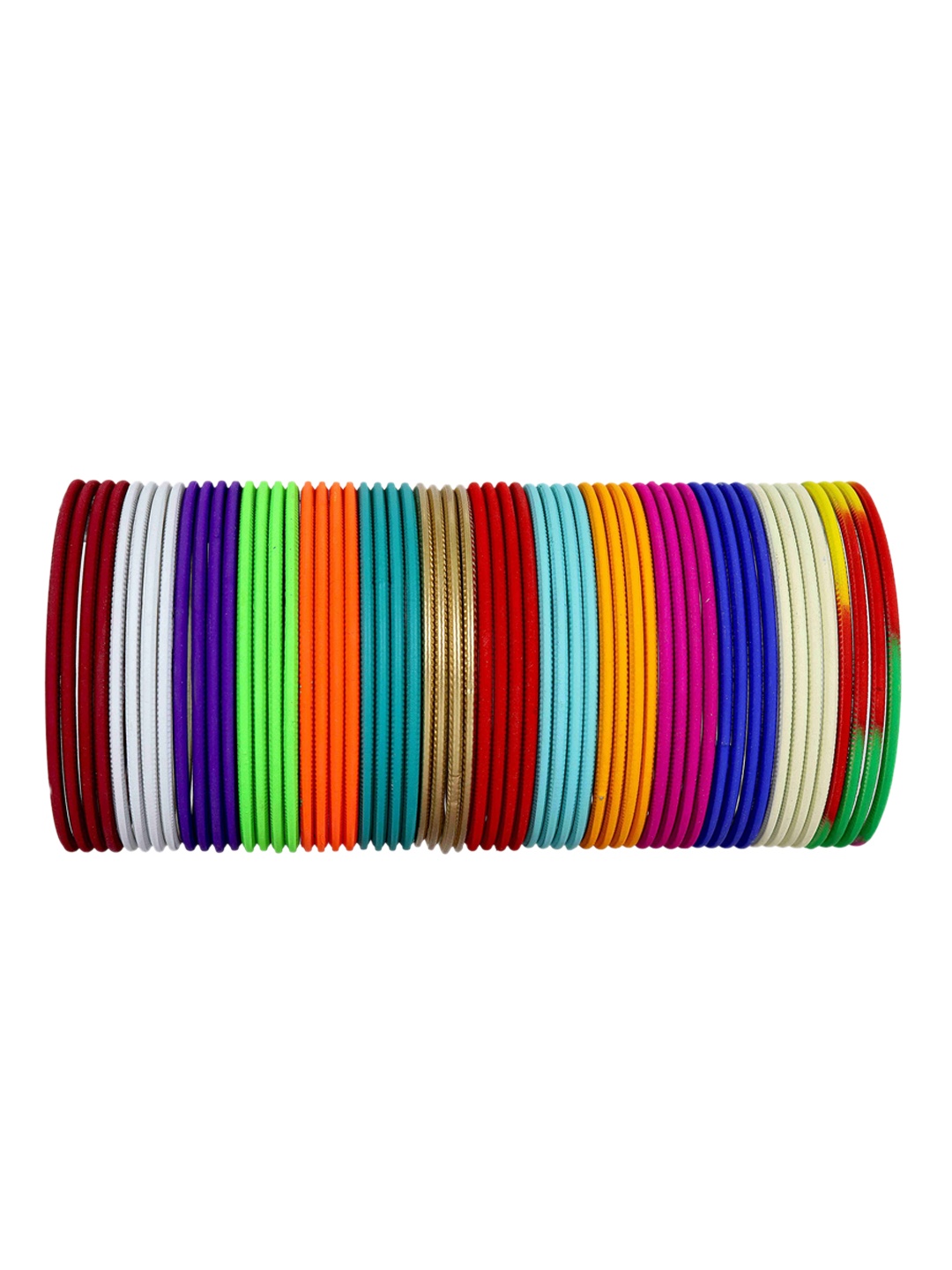 

ZULKA Set of 56 Multicolored Metal Matte Finished Bangle, Multi