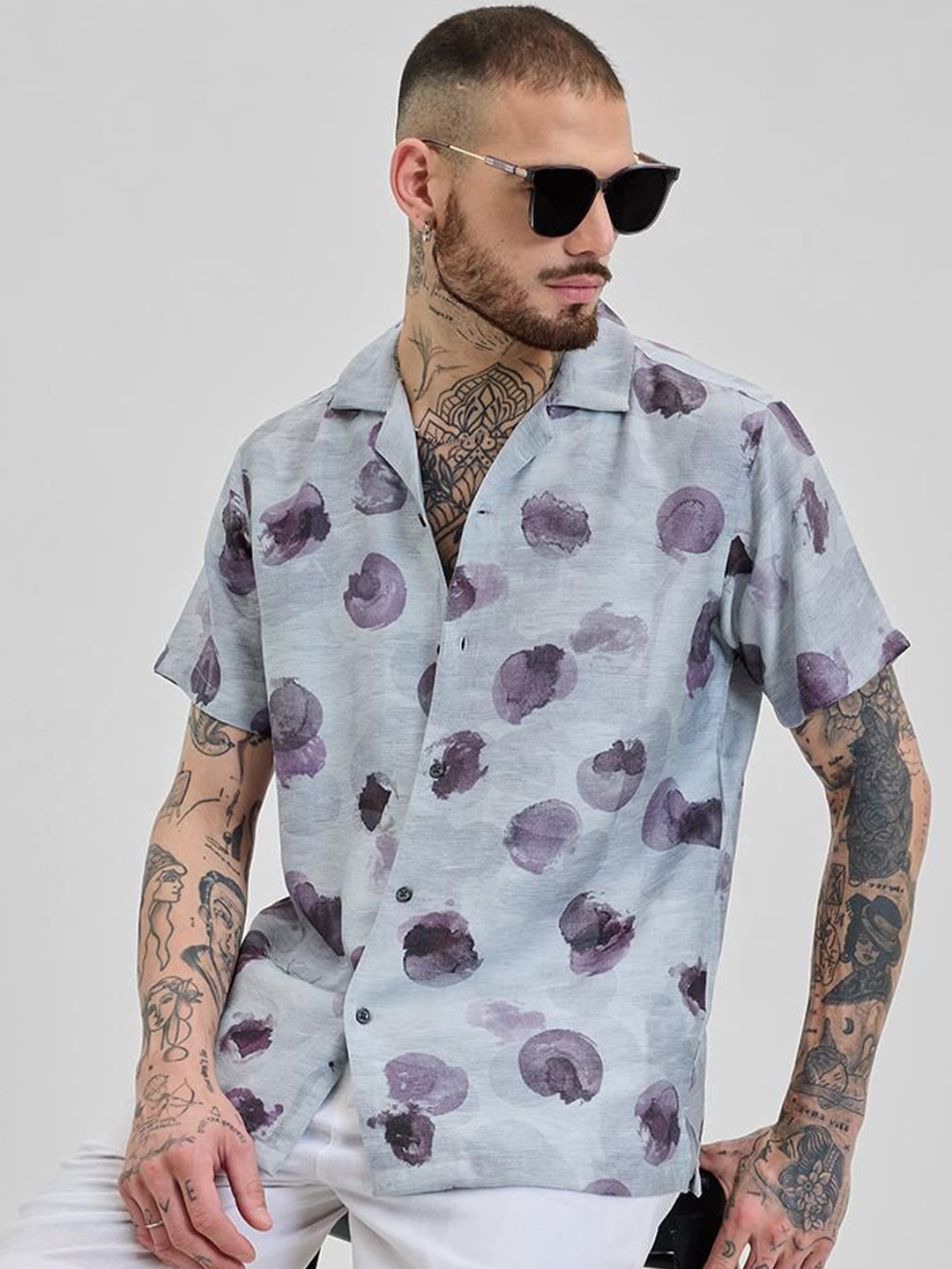 

Snitch Men Relaxed Fit Abstract Printed Casual Shirt, Blue