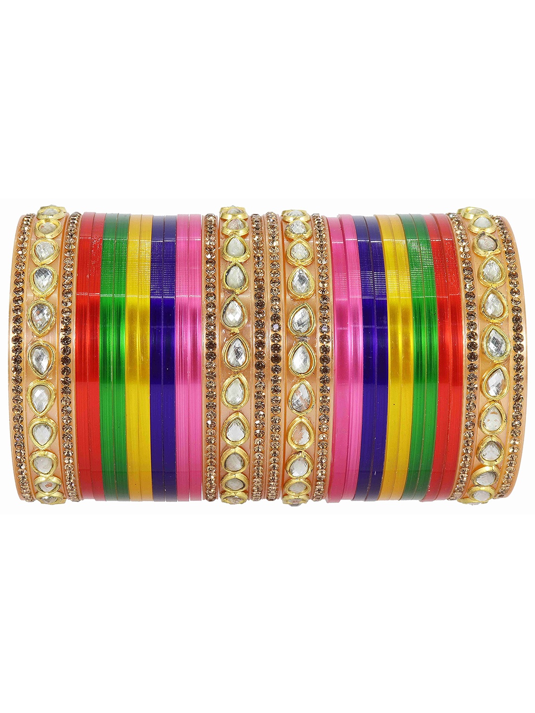 

ZULKASet of 32 Zircon Gemstone Studded Chuda, Multi