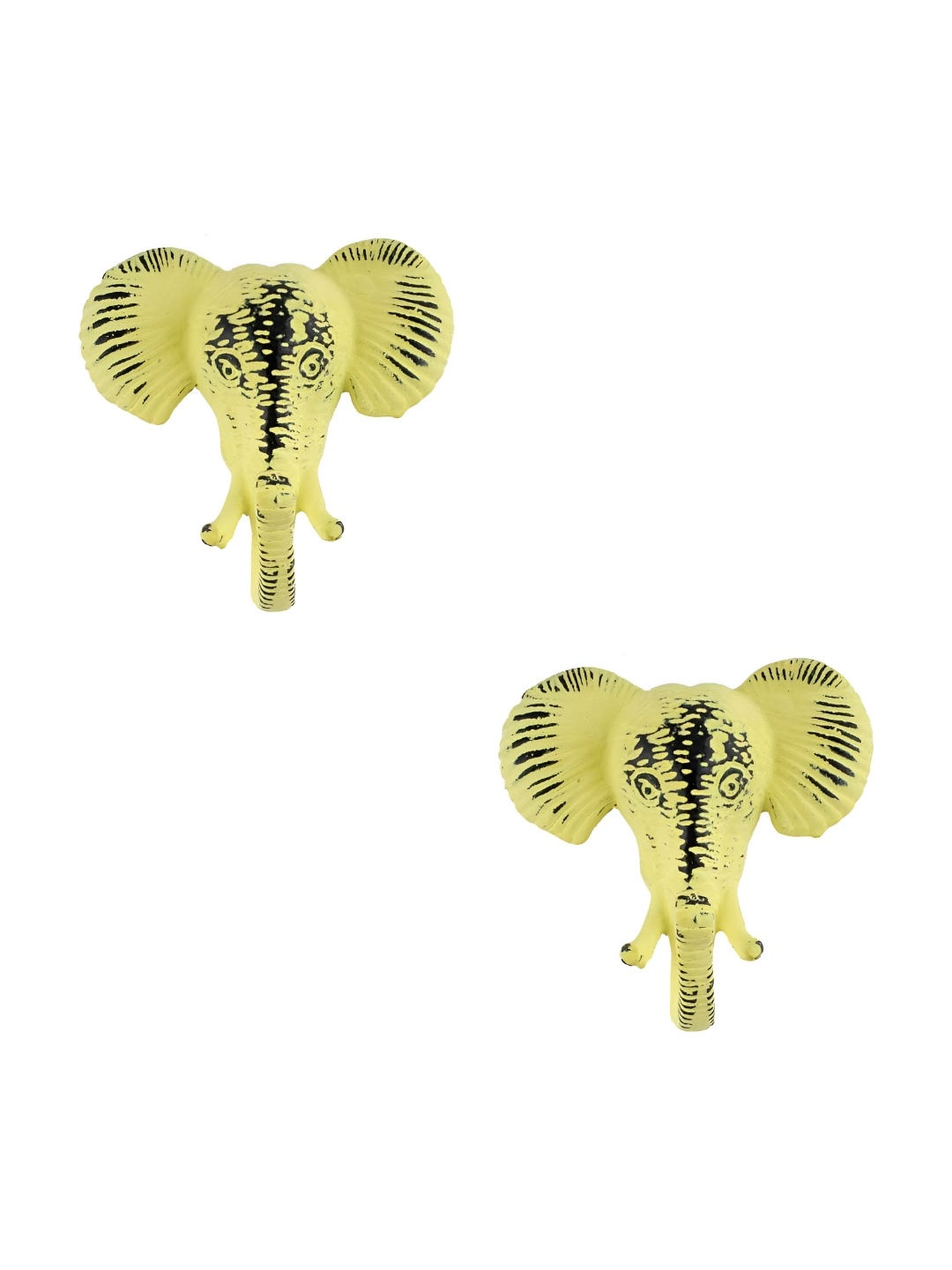 

IndianShelf Yellow & Black 2 Pieces Elephant Iron Wall Hooks