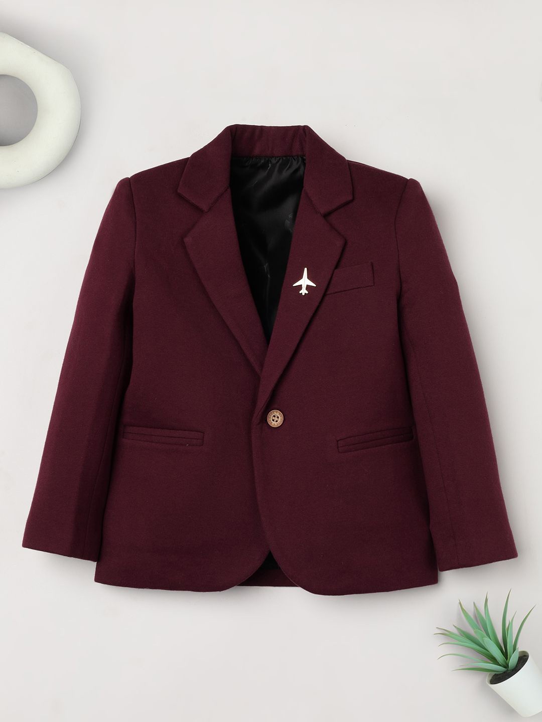 

Ridokidz Boys Tailored-Fit Notched Lapel Single Breasted Blazer, Burgundy