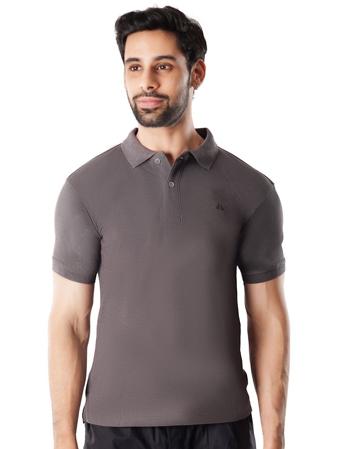 

Crusoe Men Solid Polo Collar Cotton T-shirt, Charcoal