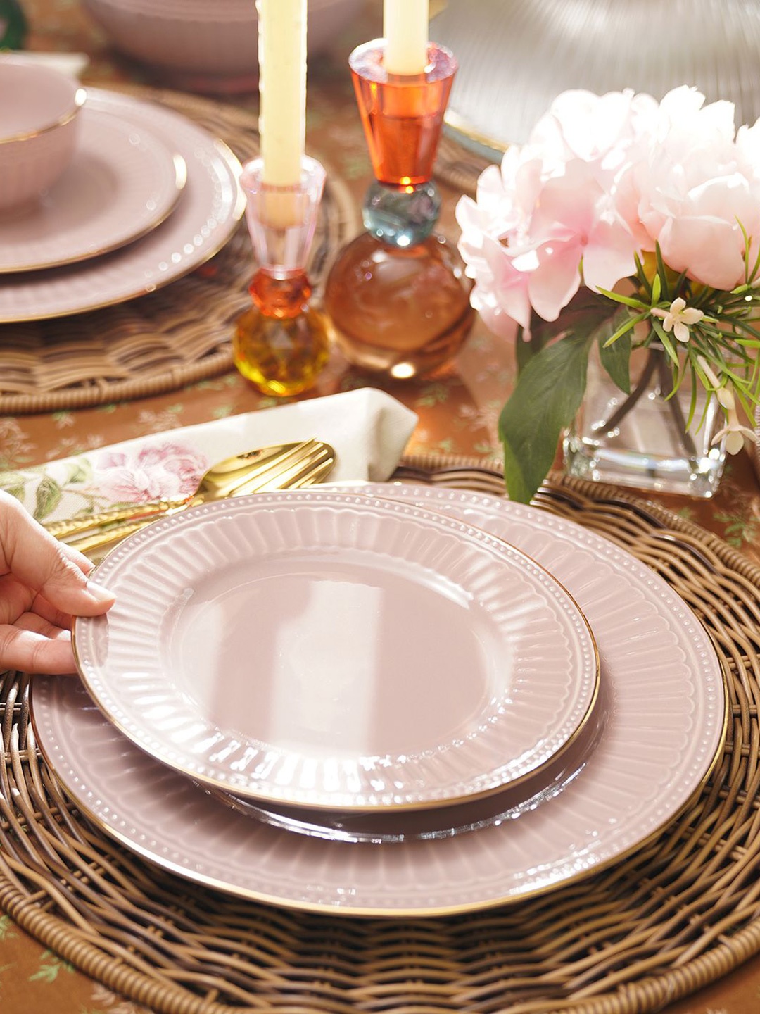 

Pure Home and Living Set of 2 Pink Ceramic Dessert Plate