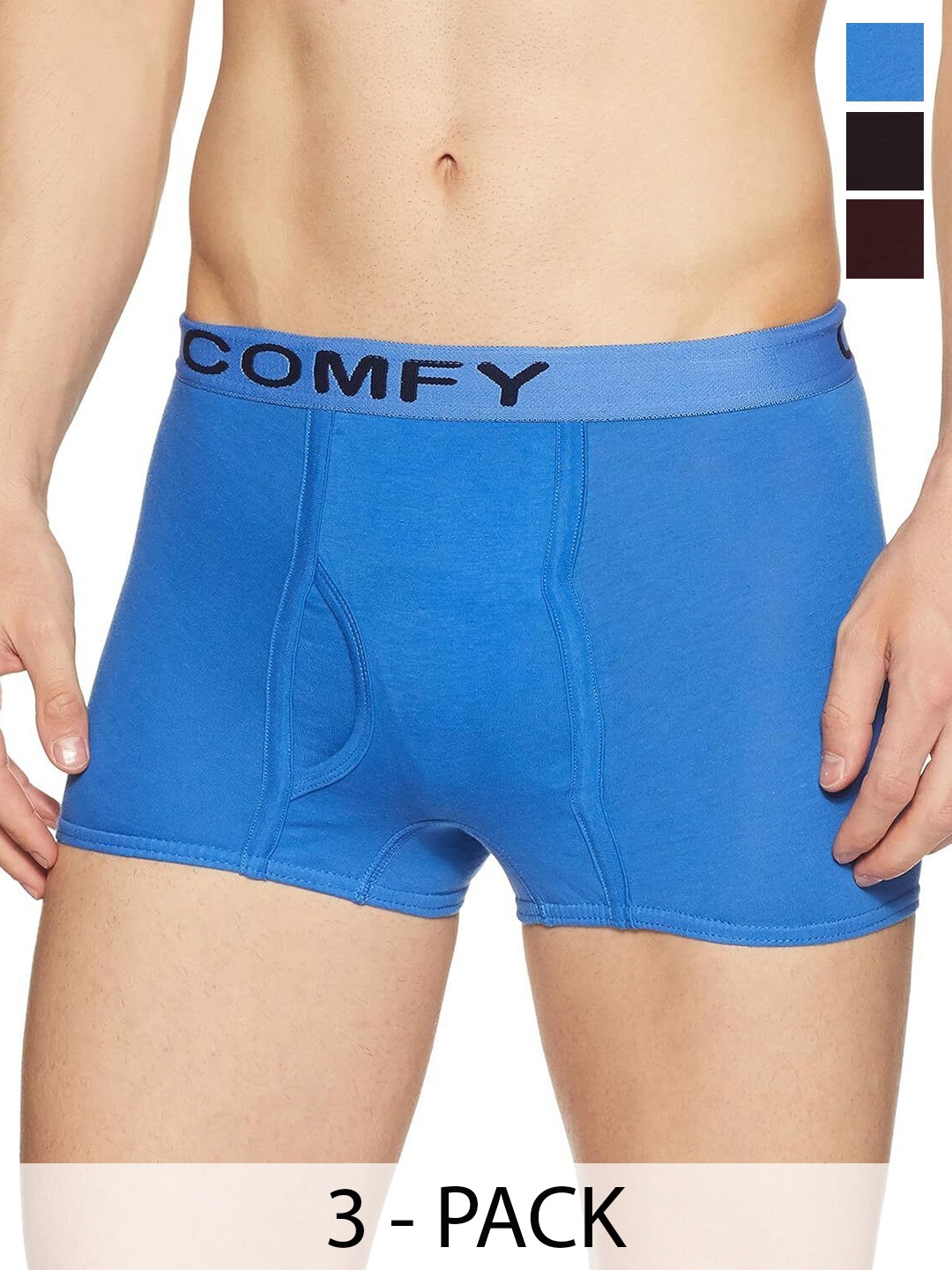 

AMUL COMFY Men Pack Of 3 Cotton Trunks - Comfy-Plain-Mini-Trunk-OE-3-100, Blue