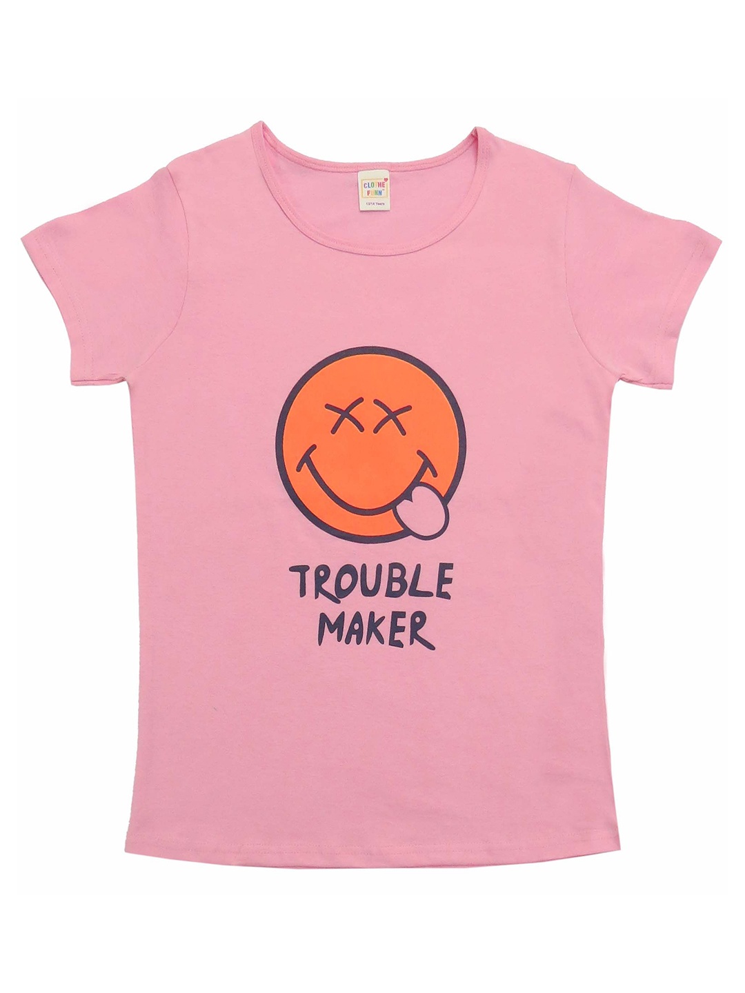 

Clothe Funn Girls Pack Of 2 Typography Printed Round Neck Cotton T-shirts, Pink