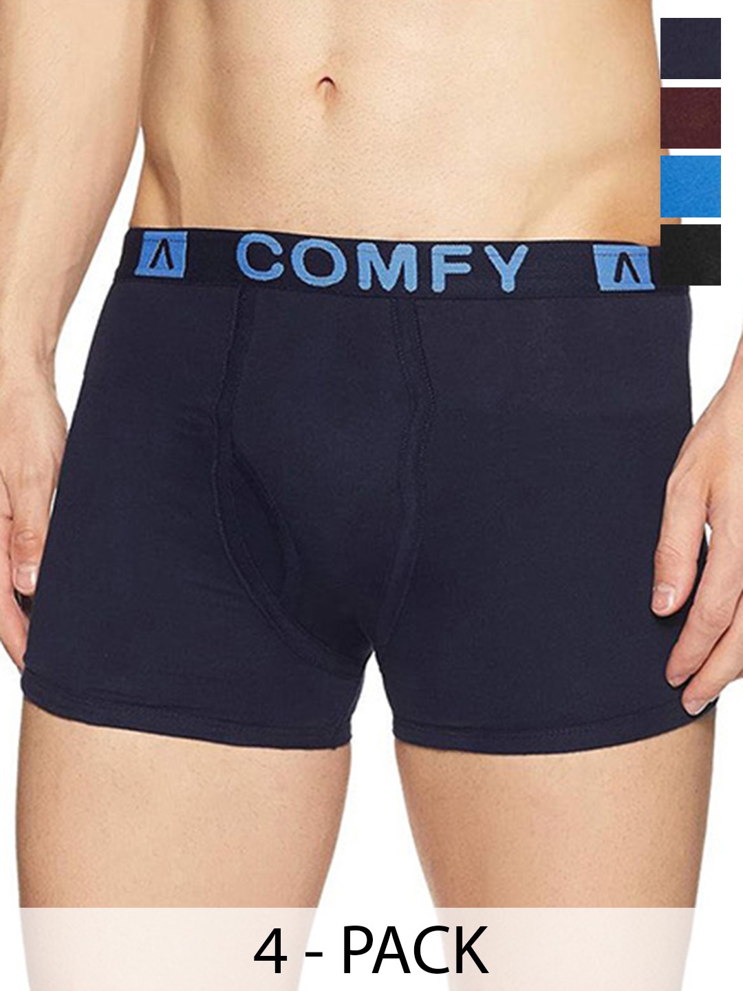 

AMUL COMFY Men Pack Of 4 Assorted Short Trunks Comfy-FCD-Trunk-OE-4-85