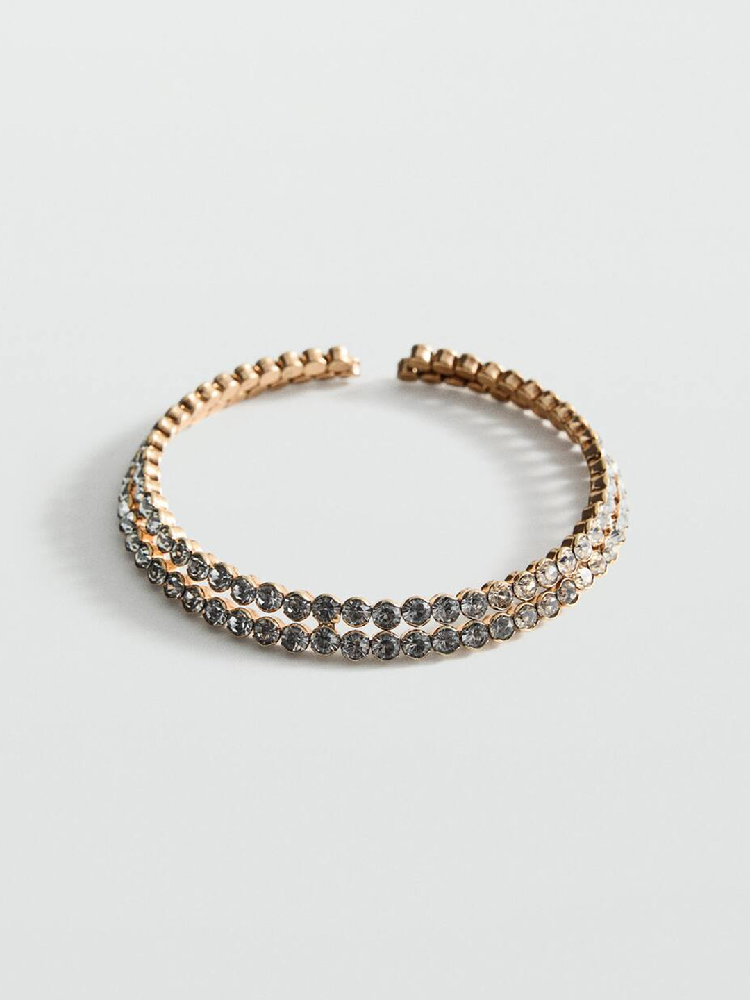 

MANGO Choker Necklace with Rhine Stone Detail, Gold