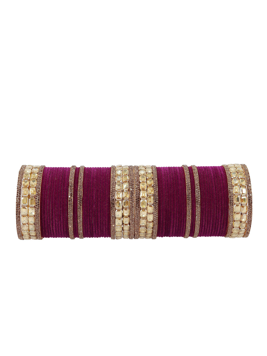 

ZULKA Set of 68 Silver-Plated Artificial Stones and Beads Studded Bangles