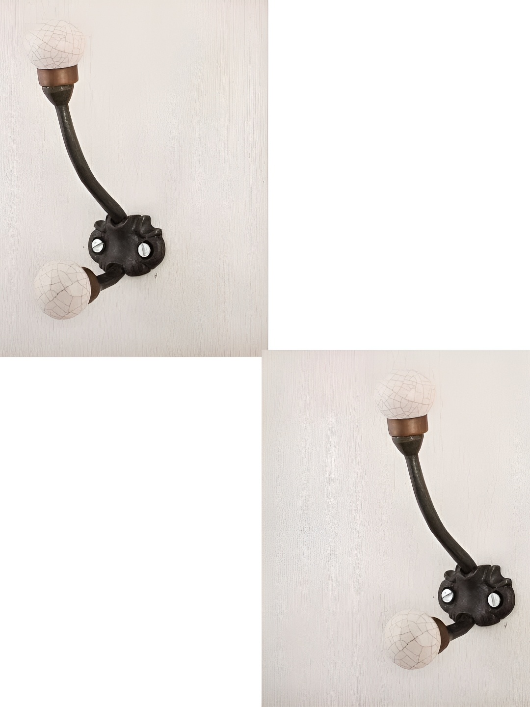 

IndianShelf Black & White 2 Pieces Ceramic Crackle Wall Hooks