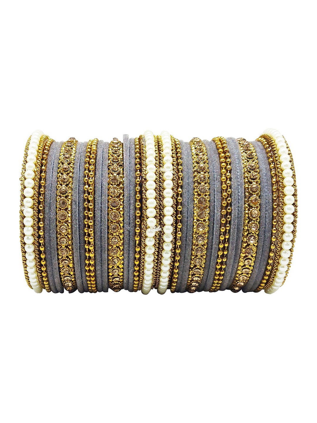 

CHRISHAN Set Of 32 Stone-Studded Bangles, Gold