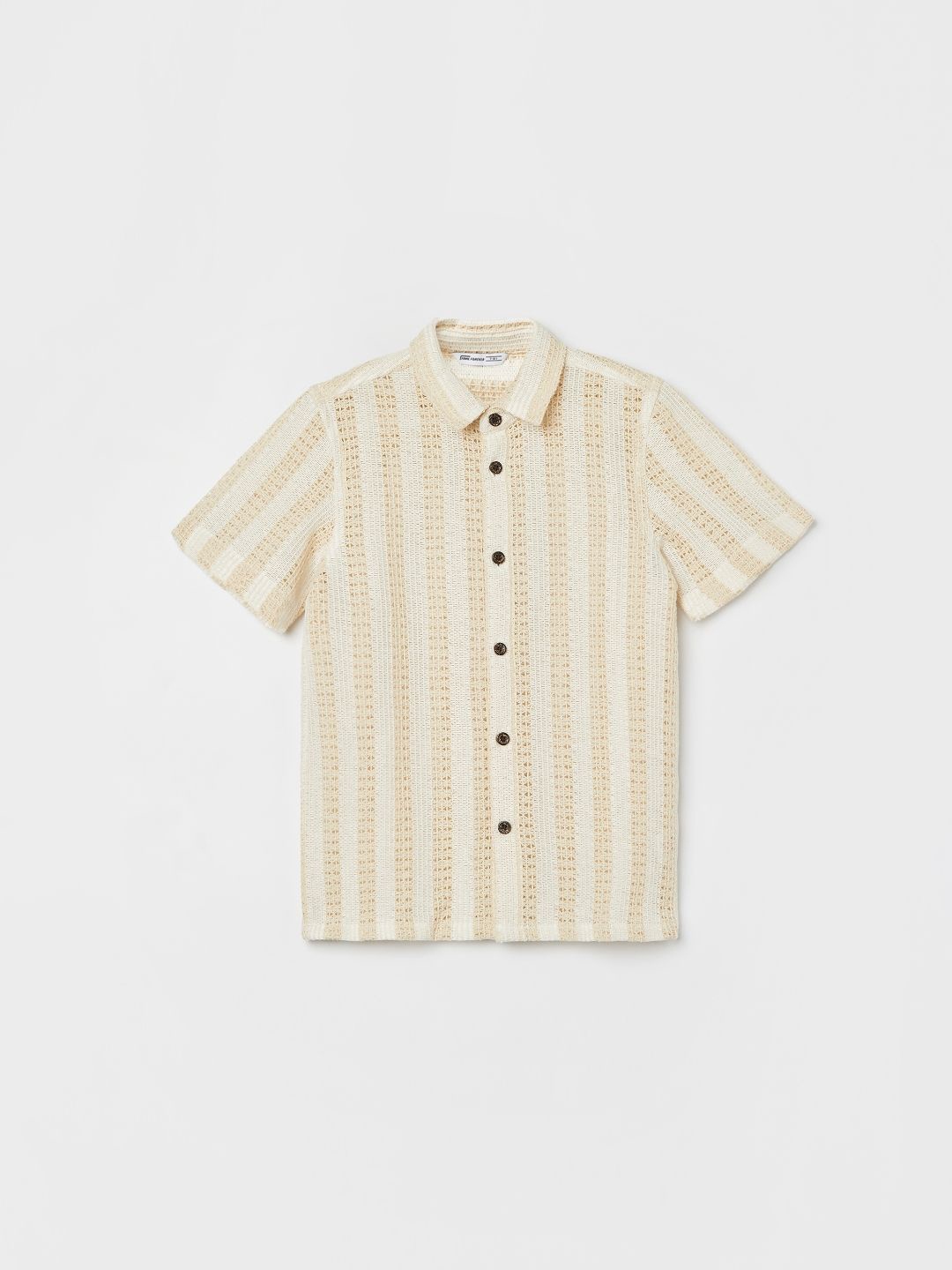 

Fame Forever by Lifestyle Boys Spread Collar Vertical Striped Cotton Casual Shirt, Beige