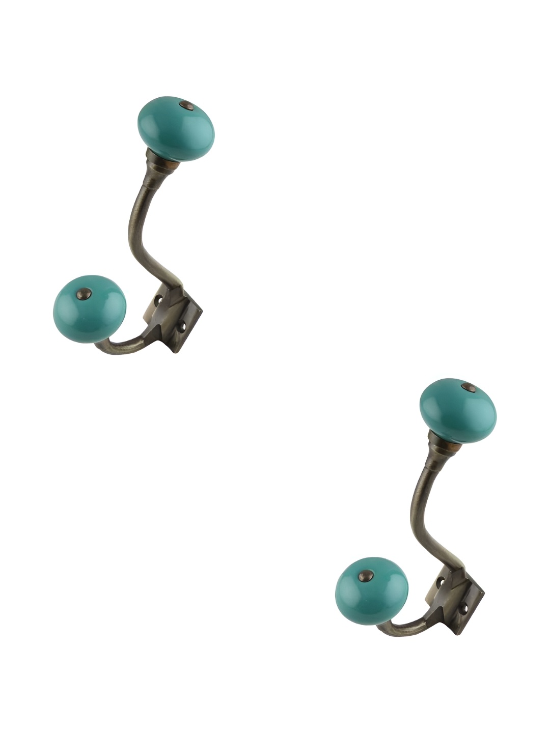 

IndianShelf Green & Black 2 Pieces Ceramic Wall Hooks