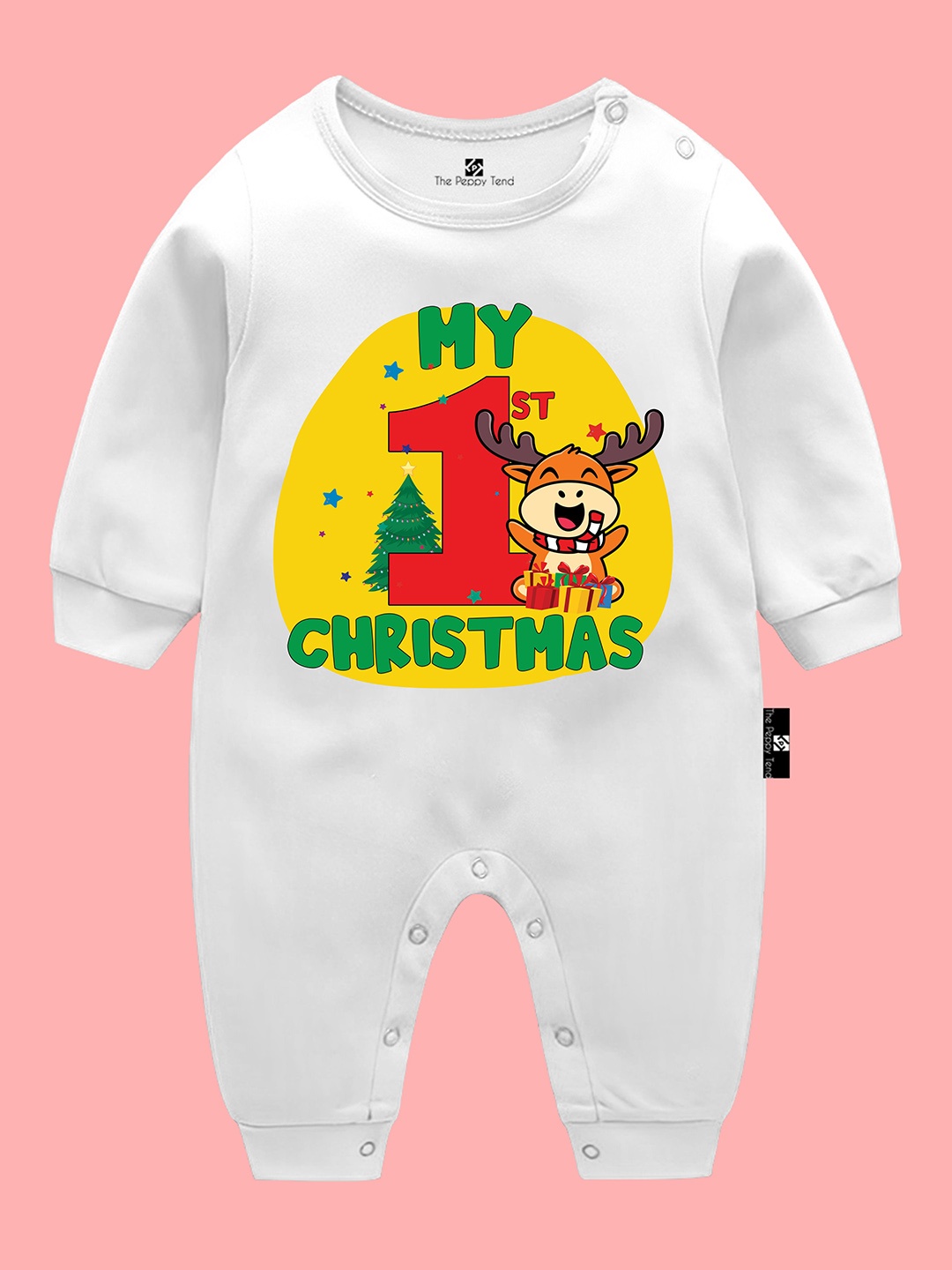 

The Peppy Tend Infants Printed Cotton Rompers, White