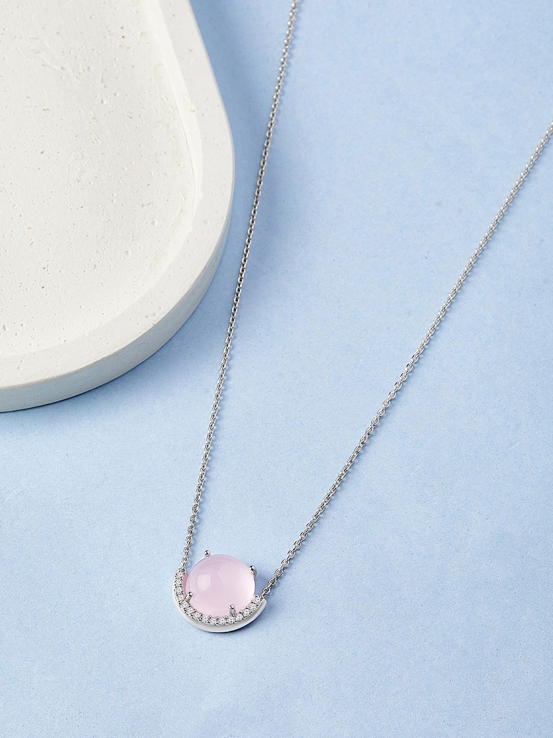 

Mia by Tanishq Pink Prism 925 Sterling Silver-Plated Cubic Zirconia Studded Chain