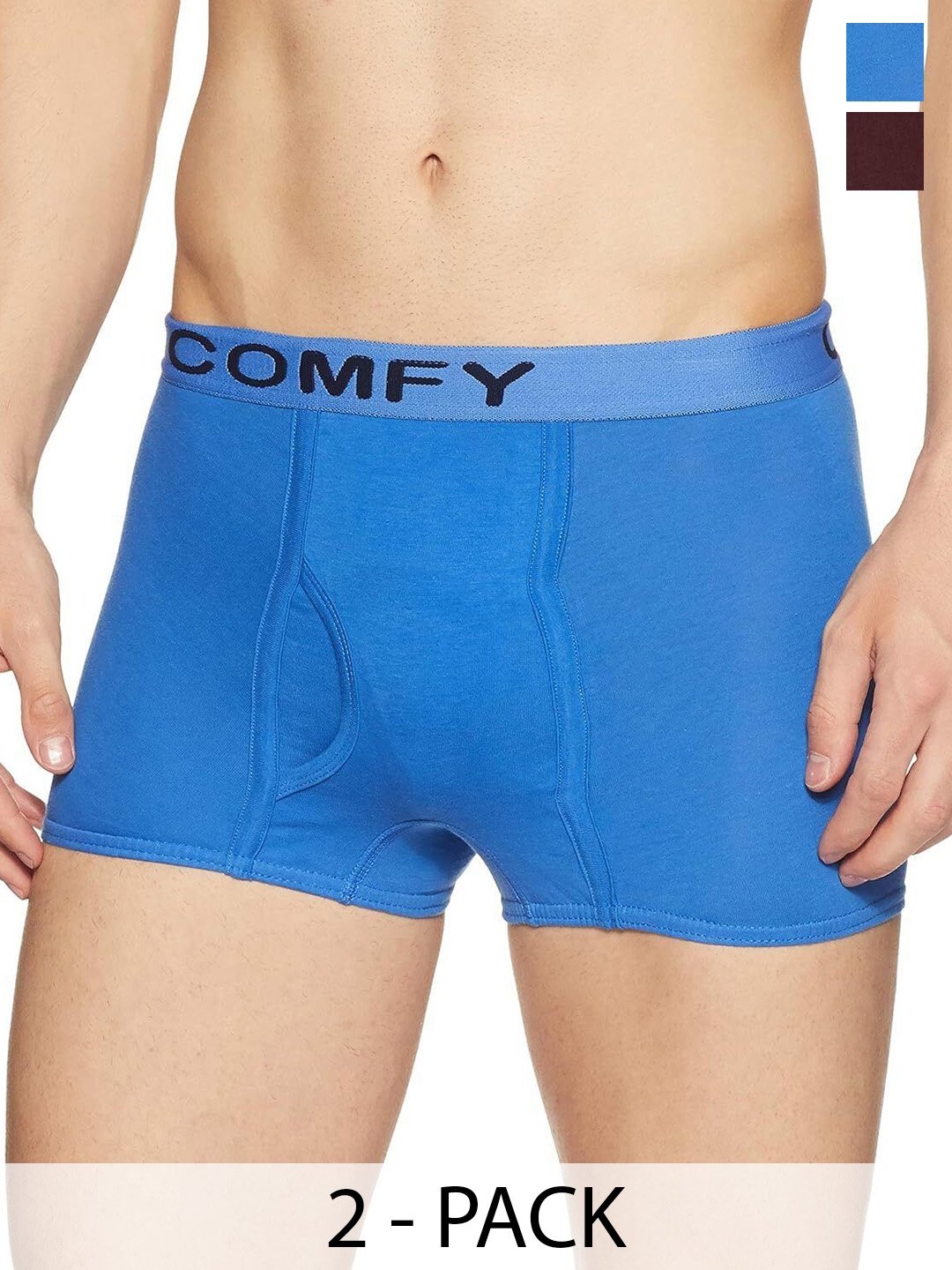 

AMUL COMFY Men Pack Of 2 Breathability Trunks Comfy-Plain-Trunk-OE-2-90, Blue