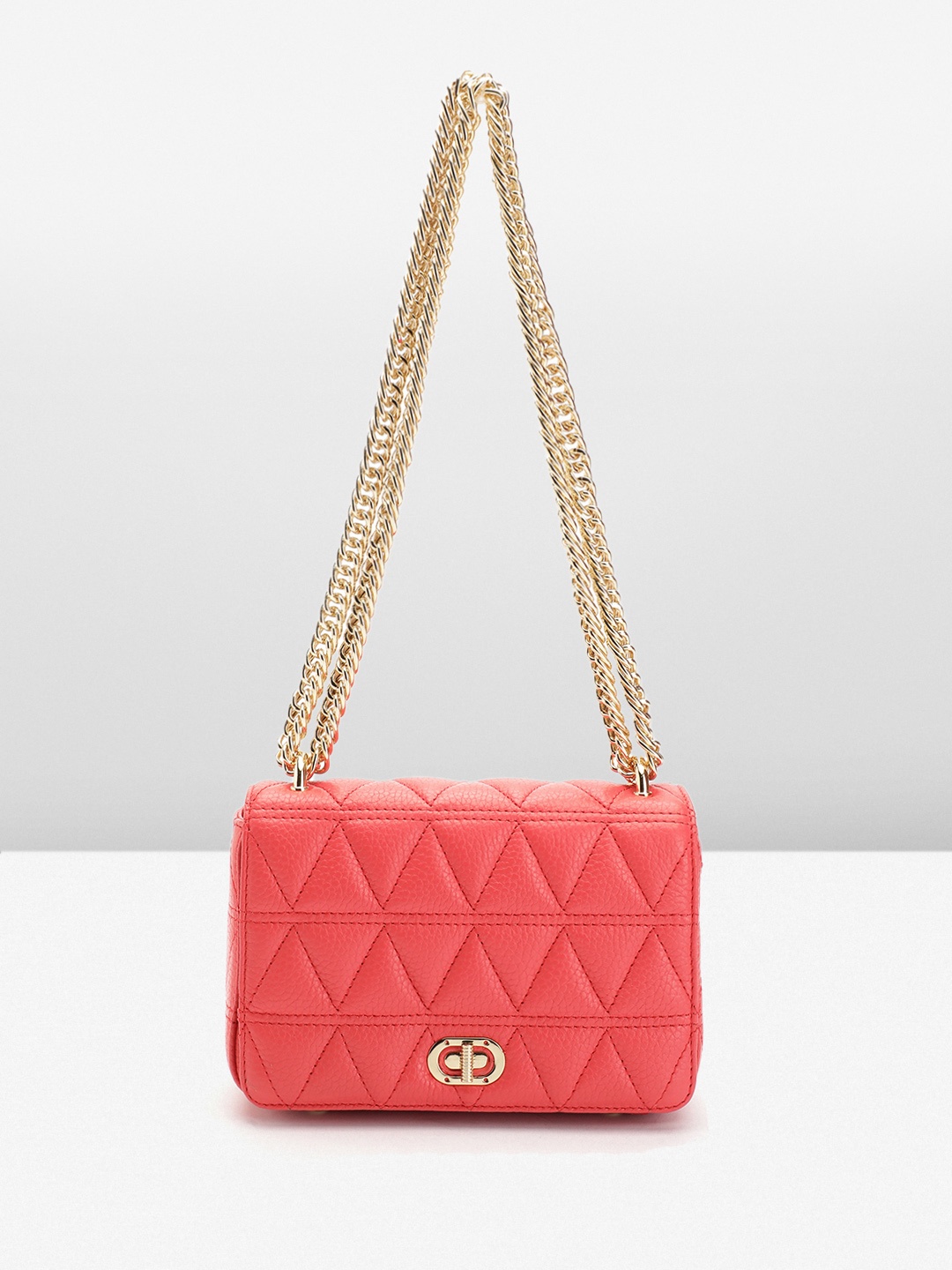 

Da Milano Quilted Textured Leather Structured Shoulder Bag, Red