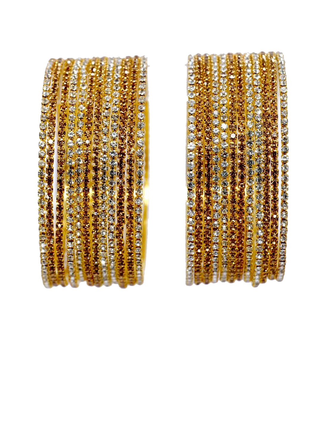 

ZULKA Set Of 30 Zircon Gemstone and Ball Chain Linked Metal Bangles, Gold