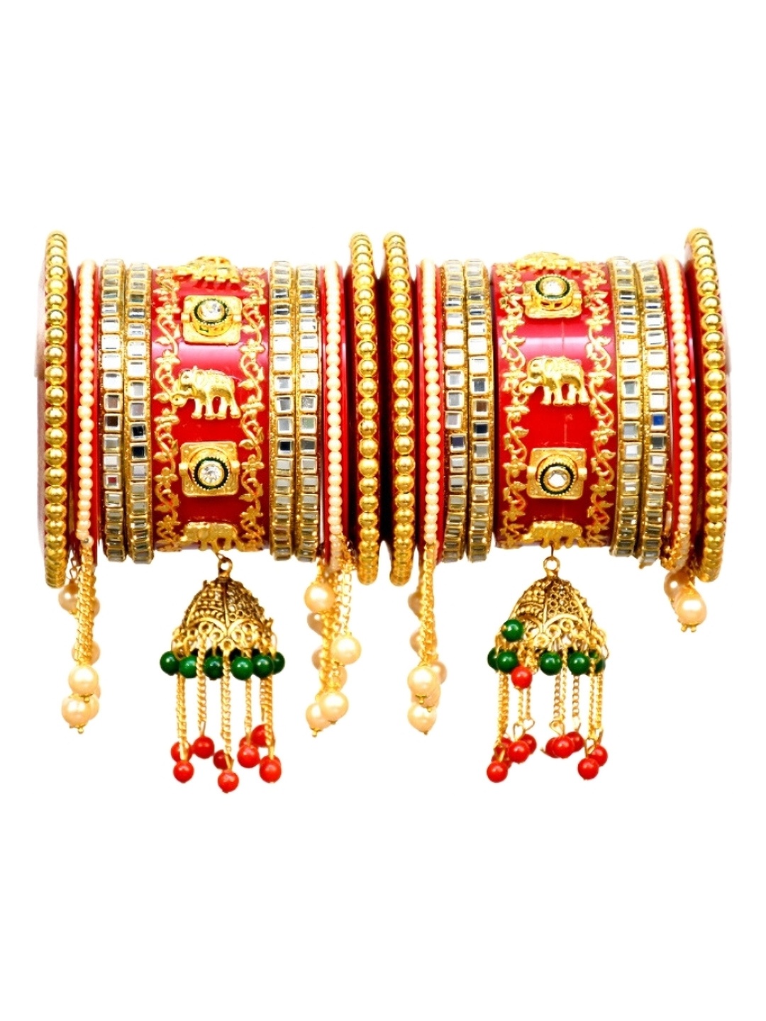

Align Set Of 2 Gold-Plated Stone Studded & Beaded Bangles