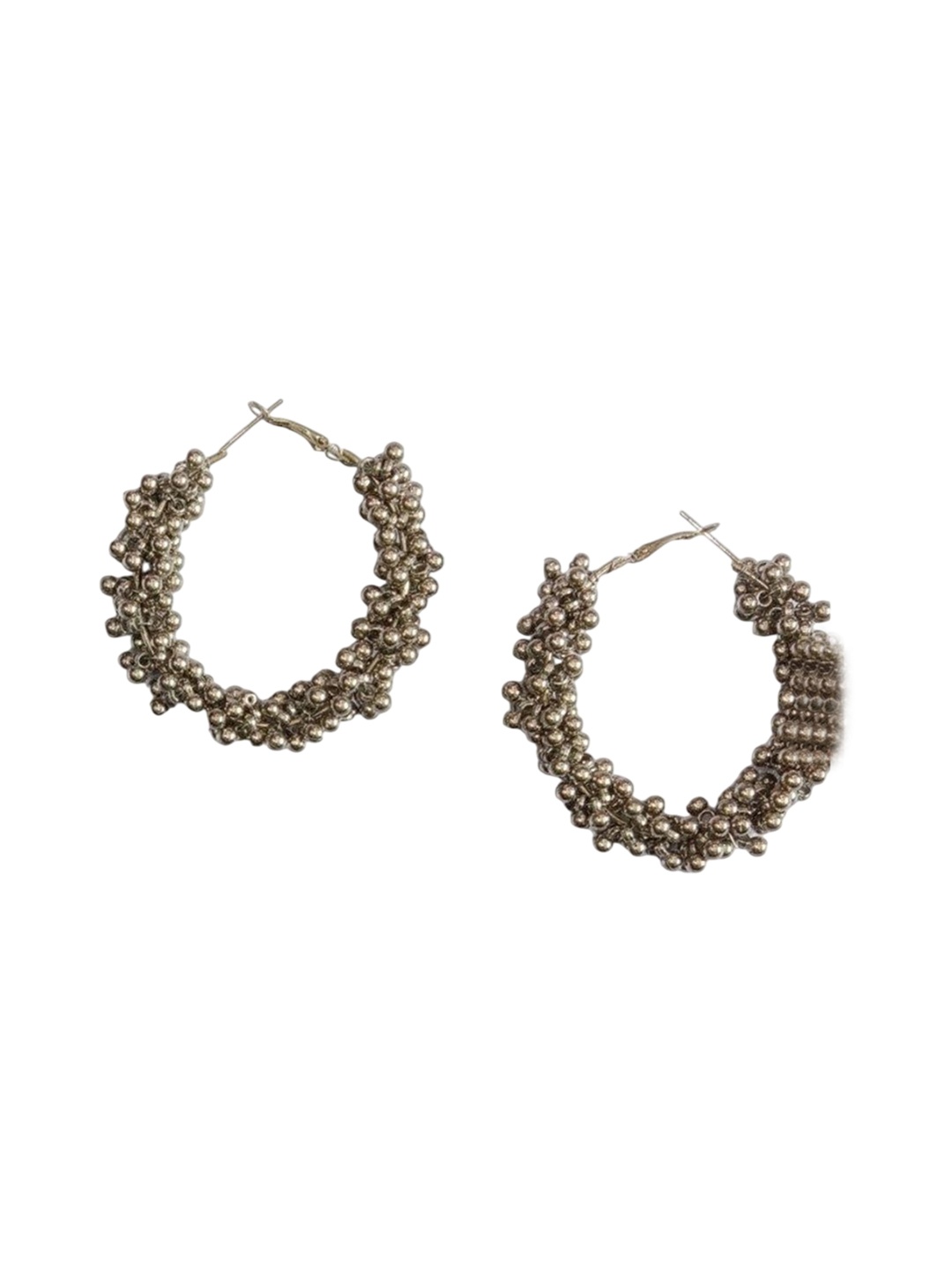 

JMBW INTERNATIONAL Set Of 3 Silver-Plated Circular Oxidised Hoop Earrings