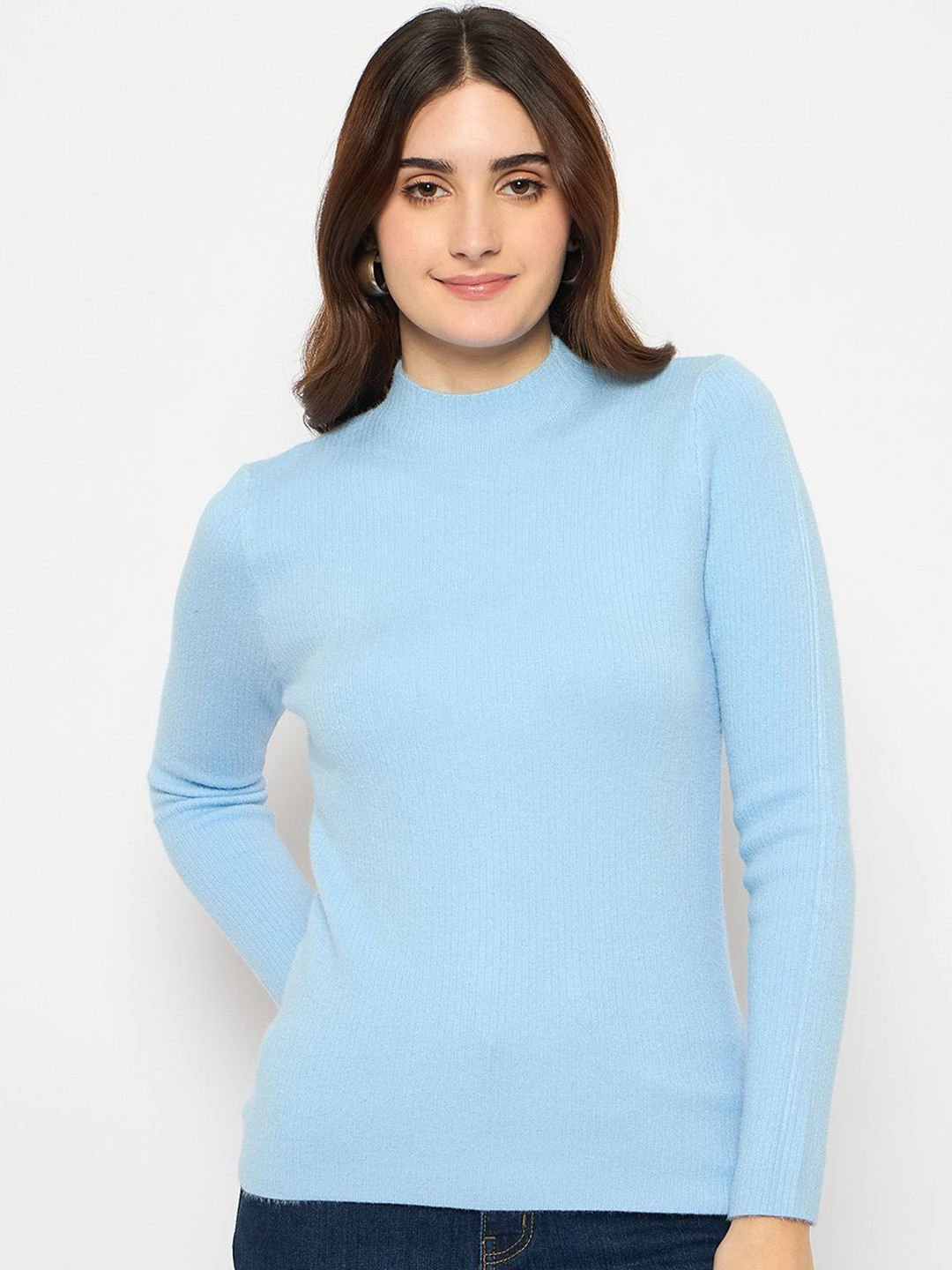 

Madame Women Turtle Neck Pullover, Blue