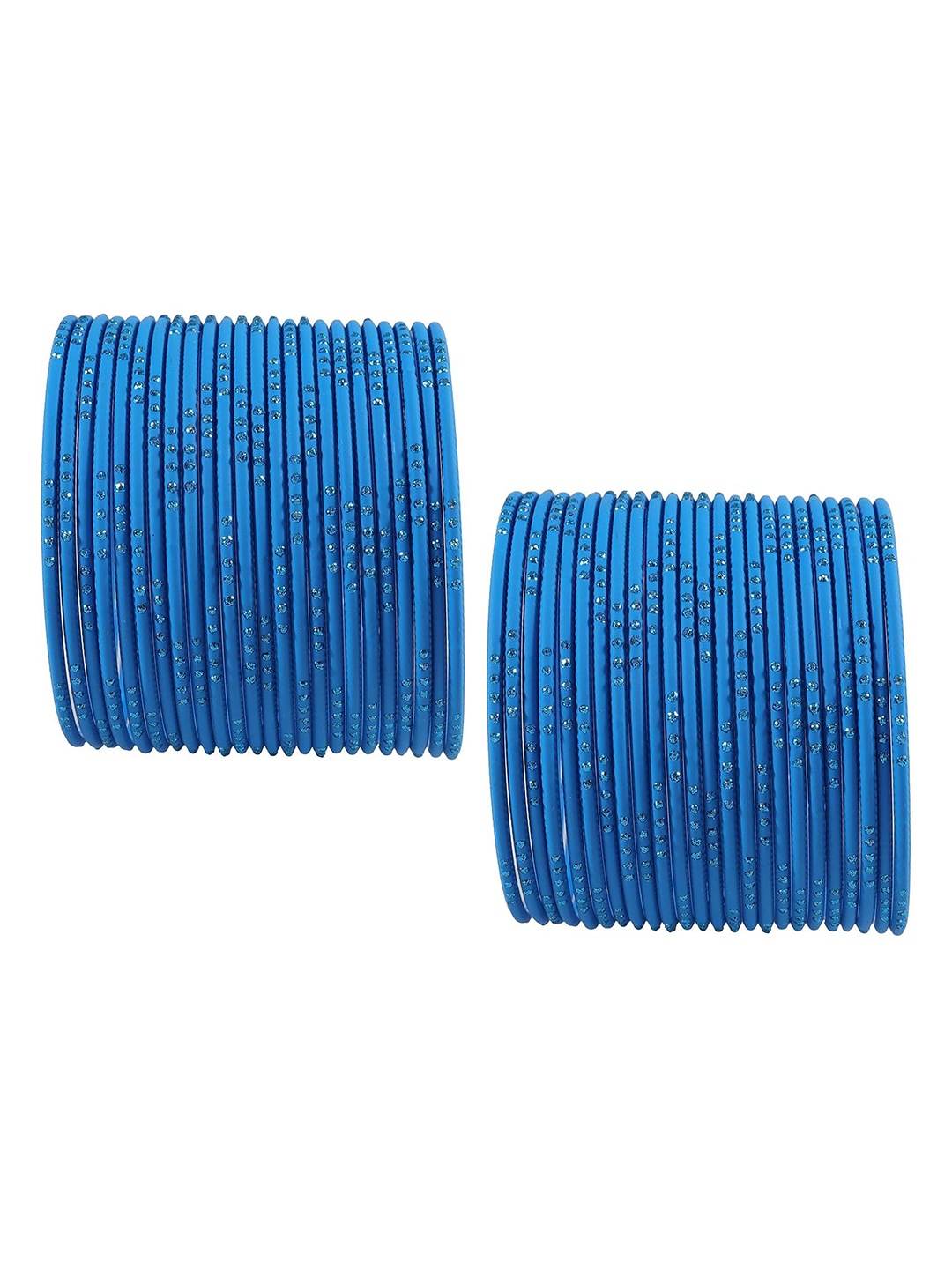 

ZULKA Set of 48 Alloy Base Glitter Polka Dots Bangles, Blue