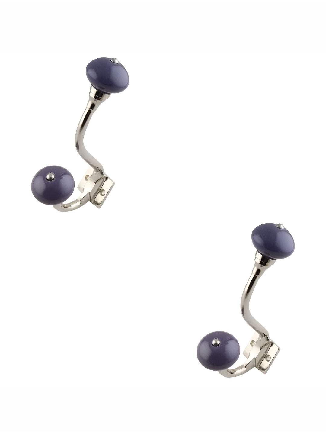 

IndianShelf Purple 2 Pieces Ceramic Wall Hooks