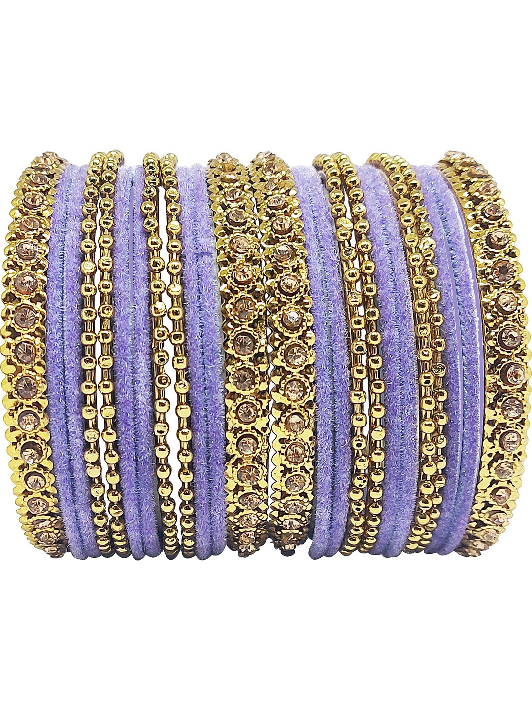 

CHRISHAN Set Of 24 Stones Studded Bangles, Gold