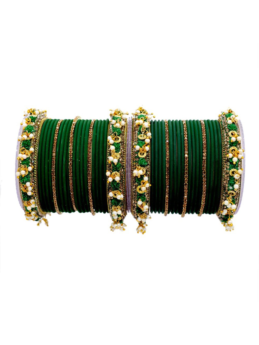 

ZULKA Set of 42 Non-Precious Metal Base with Zircon Gemstone and Pearl linked Latkan Pattern, Maroon