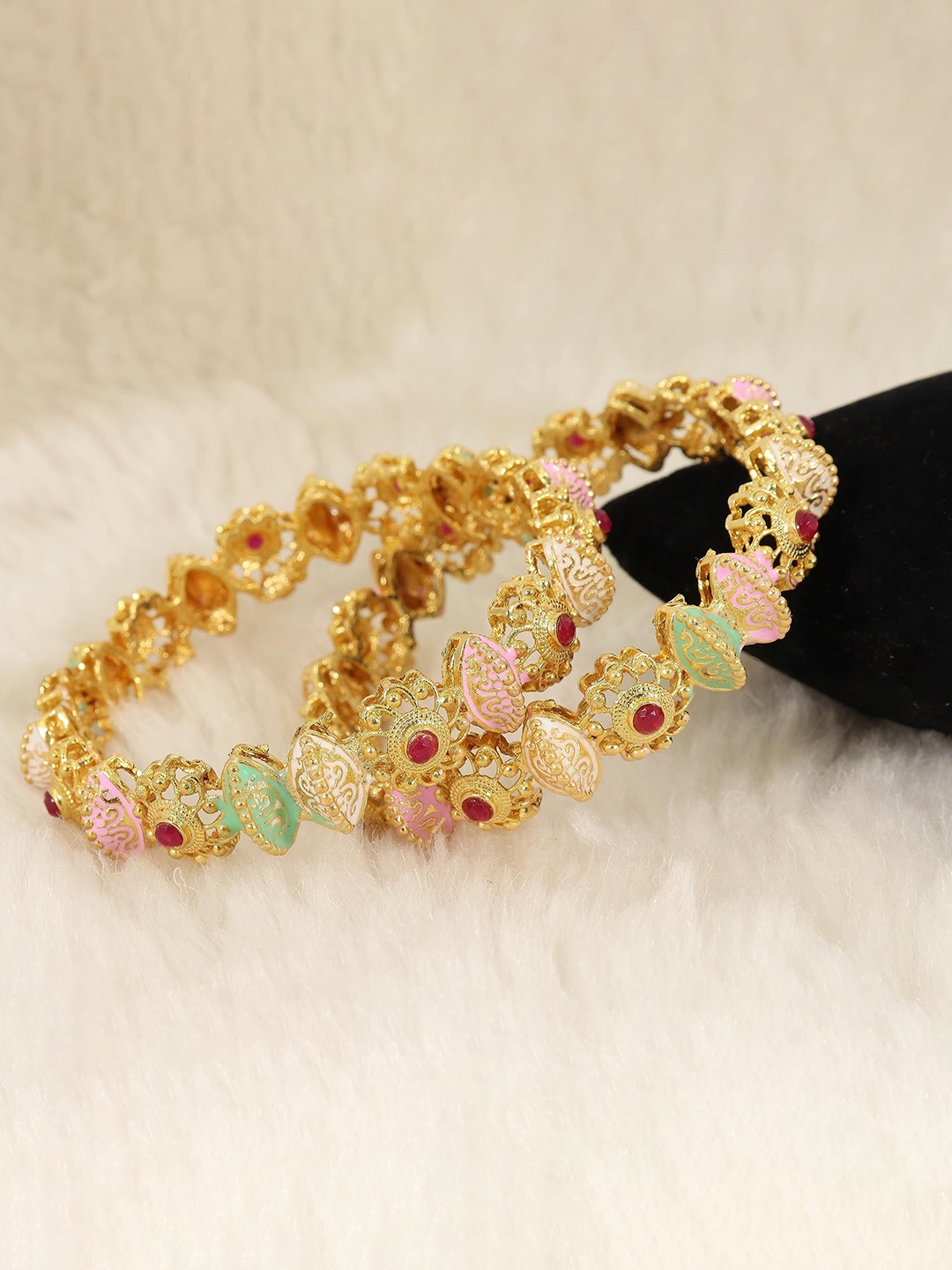 

ZULKA Set of 2 Gold Plated Stone Studded Bangles