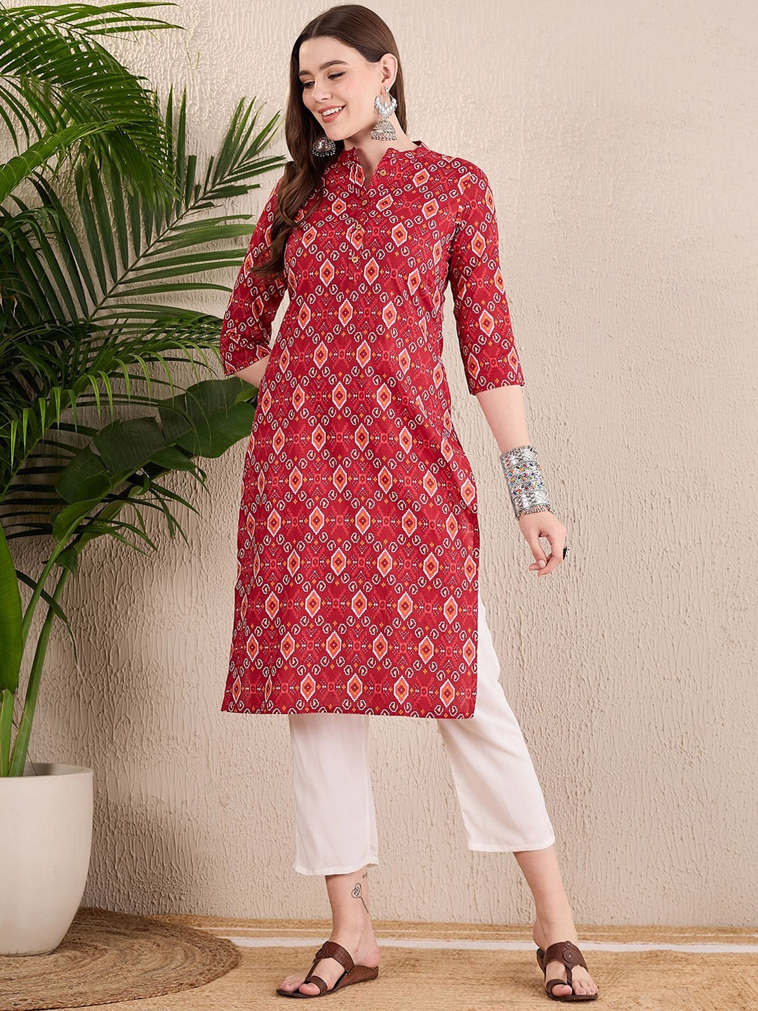

Anouk Women Geometric Printed Kurta, Red
