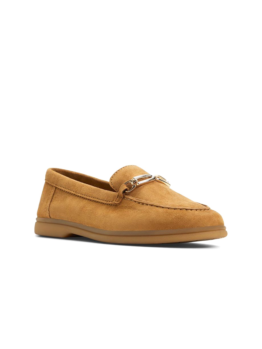 

ALDO Women Round Toe Leather Slip-On Loafers, Brown