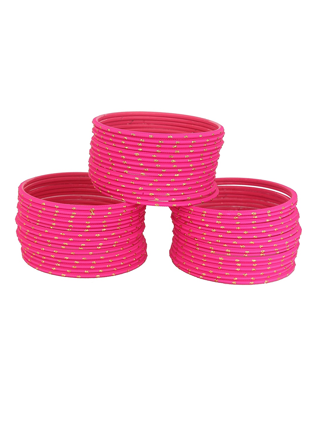 

ZULKA Set of 48 Metal with Polka Dots Bangles, Pink