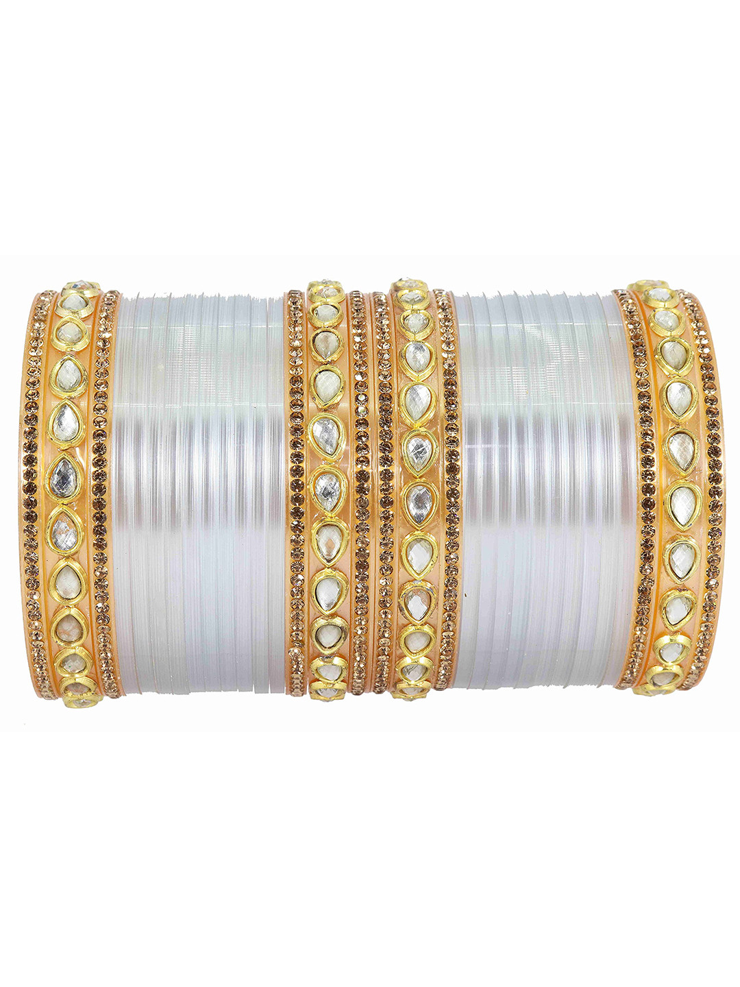 

ZULKA Set of 32 Alloy And Zircon Gemstone Bangle, White