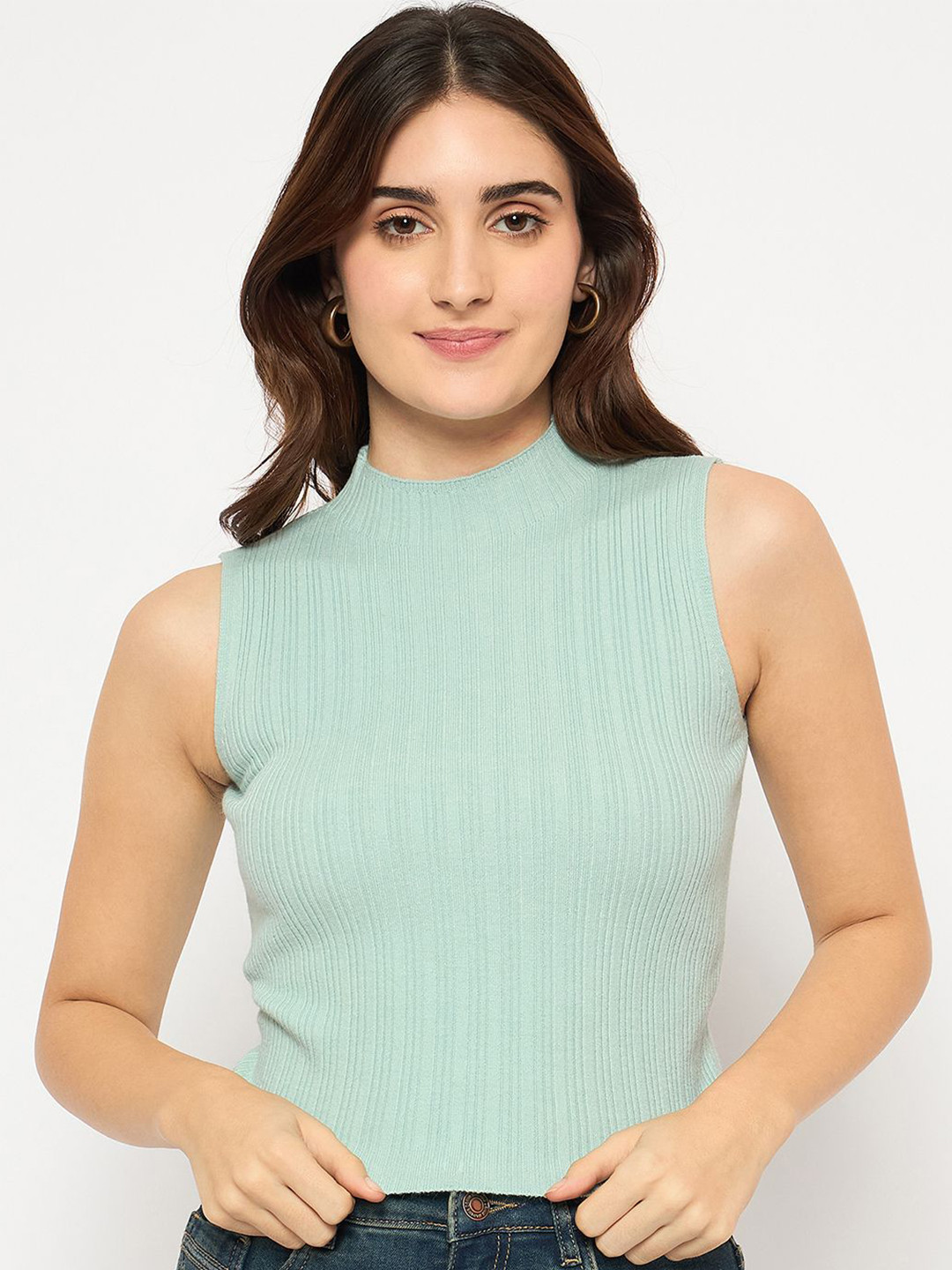

Madame Women Striped Sweater Vest, Green