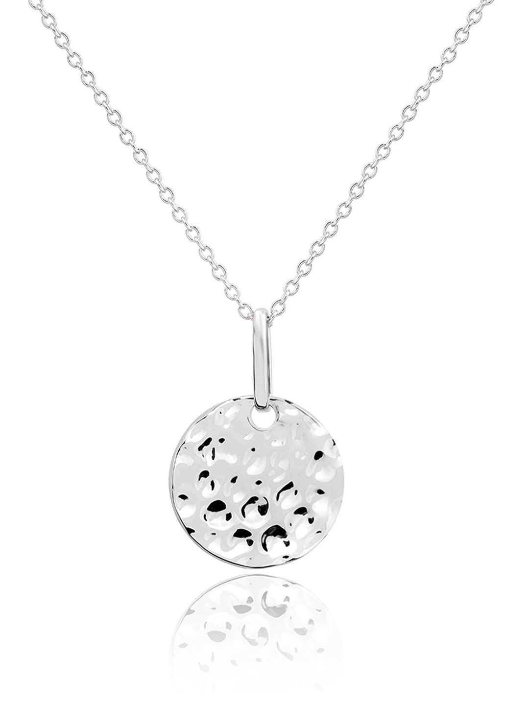 

Nistra Rhodium-Plated Circular-Shaped Pendants With Chain, Silver