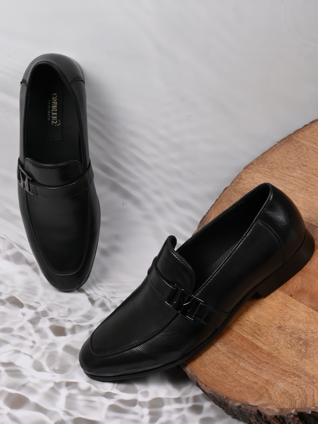 

Cobblerz Men Leather Formal Loafers, Black