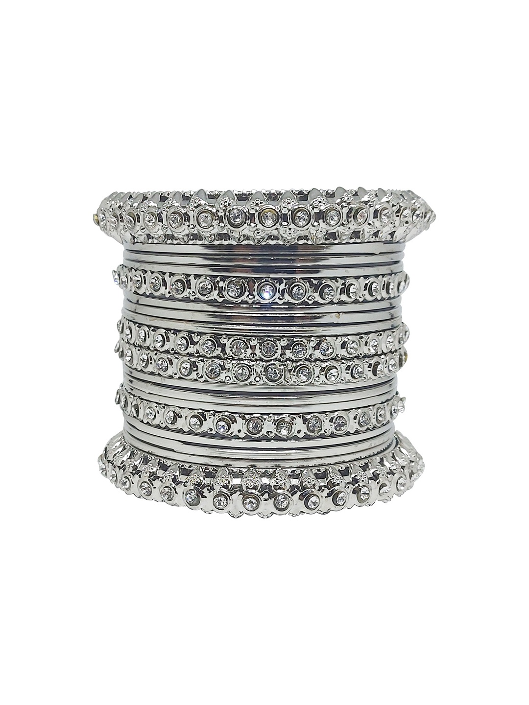 

CHRISHAN Set Of 18 Stone-Studded & Bangle, Silver
