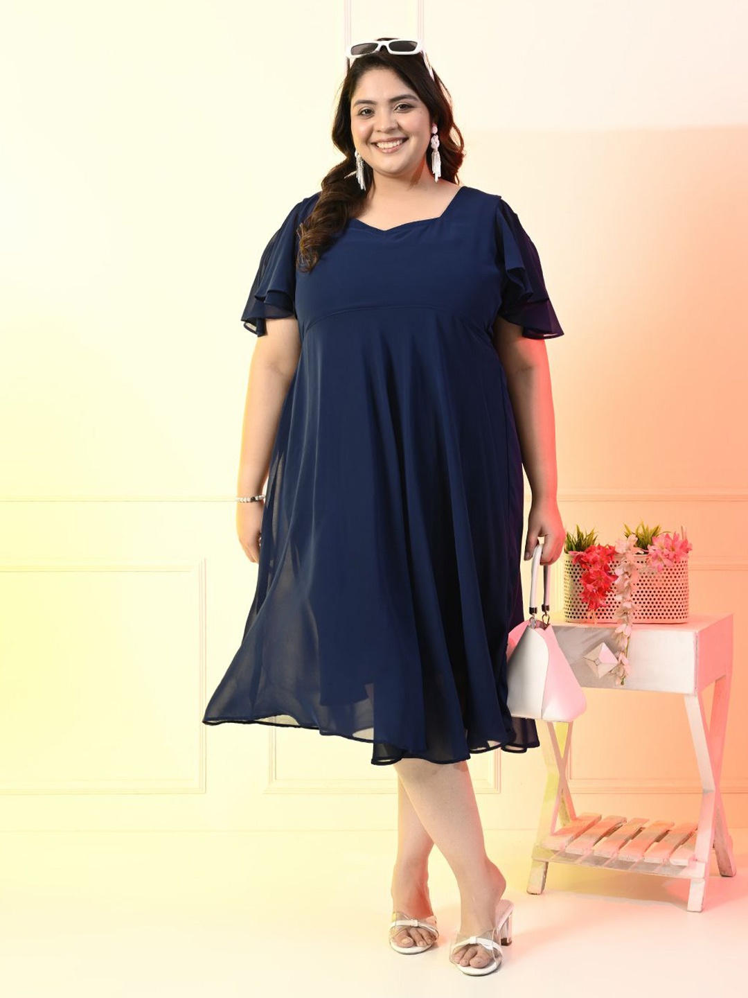 

PrettyPlus by Desinoor.com Women Plus Size Fit & Flare Dress, Teal