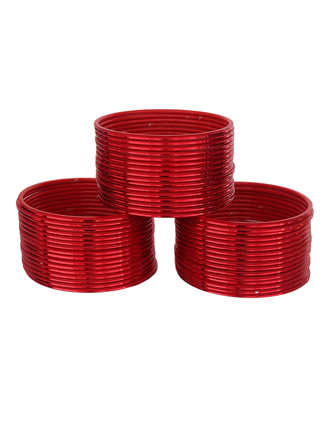 

ZULKA Set of 48 Simple Plain Glossy Finished Metal Bangles, Red