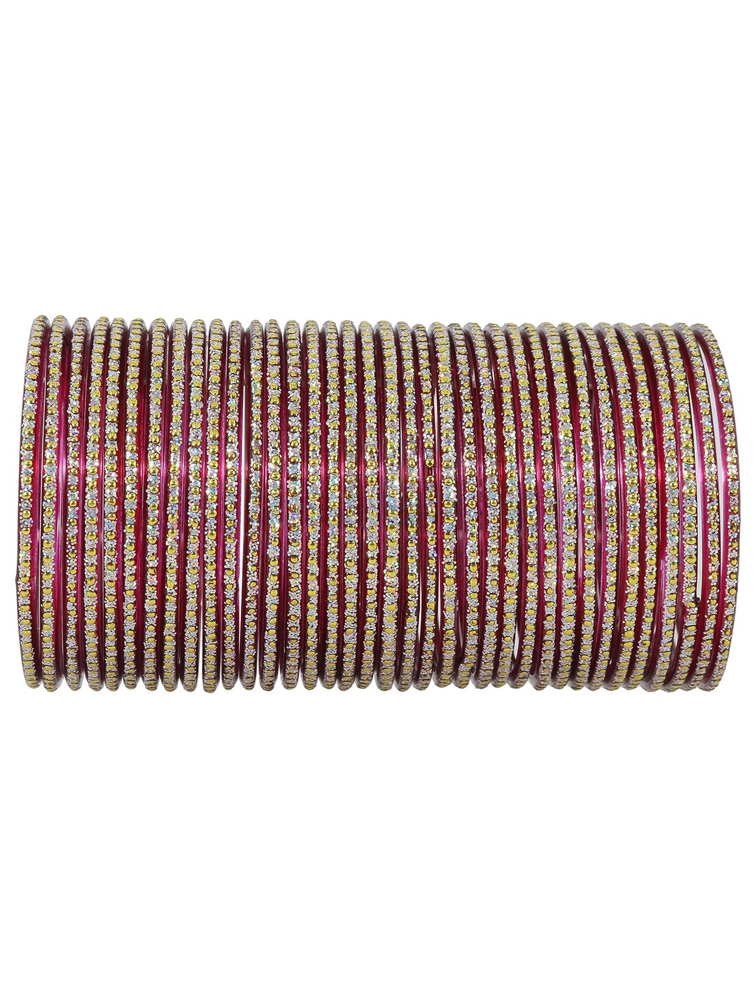 

ZULKA Set of 36 Glass Glitter Polka Dots Bangles, Maroon